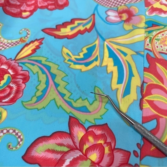 Vintage Natori Blue Paisley Floral Zippered Long Sleeve House Sleep Lounge Dress - Picture 13 of 15